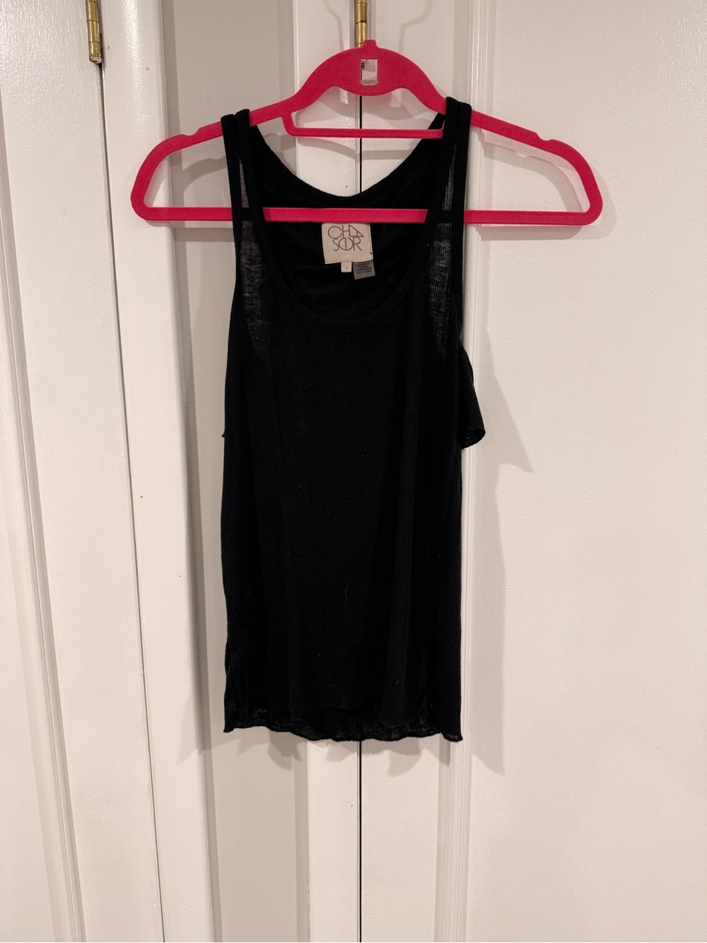 Chaser Black Ribbed Scoop Neck Tank Top